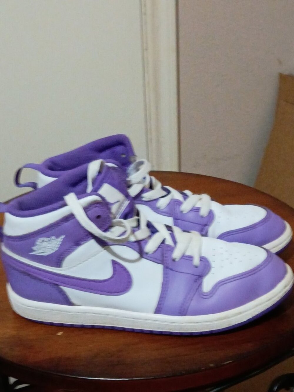 Jordan Air Jordan DQ8424-511 Purple White High Top Leather Sneakers Size 3Y